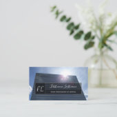 ガラスモダンファサード建物モノグラムブシン 名刺 (スタンド正面)