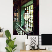 ガラスモルタルと窓敷居の上のすり ポスター (ホームオフィス)