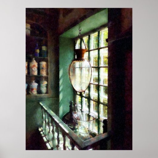 ガラスモルタルと窓敷居の上のすり ポスター (正面)