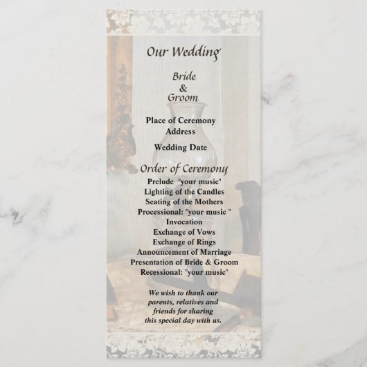 ガラスランプ及びステレオ結婚式 プログラム (正面)