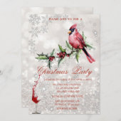 ガラスレッド（鳥）ショウジョウコウカンチョウホリーベリー《写真》ぼけ味クリスマス 招待状 (正面/裏面)