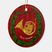 ガラス一見の金ゴールドのフレンチ・ホルンは個人化なります セラミックオーナメント (左)