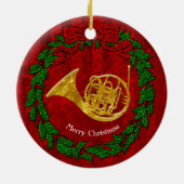 ガラス一見の金ゴールドのフレンチ・ホルンは個人化なります セラミックオーナメント (裏面)