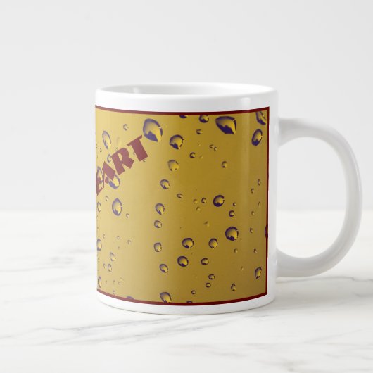 ガラス上モダンのマスタード黄色かわいい雨の滴 ジャンボコーヒーマグカップ (右)