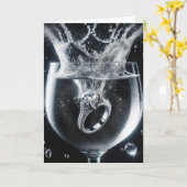 ガラス中結婚のダイヤモンドリングや輪 カード (黄色い花)