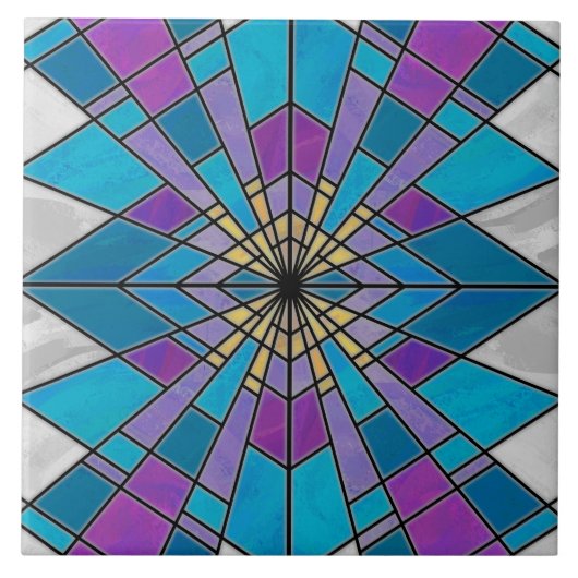 ガラス光線の青および紫色を汚して下さい タイル (正面)