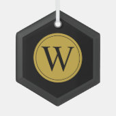 ガラス六角オーナメントパーソナライズされたモノグラム ガラスオーナメント (正面)