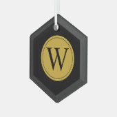 ガラス六角オーナメントパーソナライズされたモノグラム ガラスオーナメント (正面左)