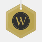 ガラス六角オーナメントパーソナライズされたモノグラム ガラスオーナメント (正面)