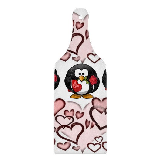 ガラス切り板バレンタインデペンギン カッティングボード (正面)