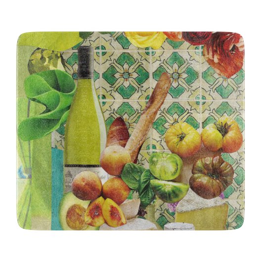 ガラス切削板グリーンメキシカンタイル カッティングボード (正面)