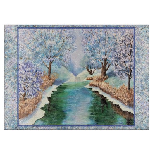 ガラス切断板の冬の反射 カッティングボード (正面)