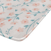 ガラス切断板：ピンク淡い色のの花柄 カッティングボード (角)