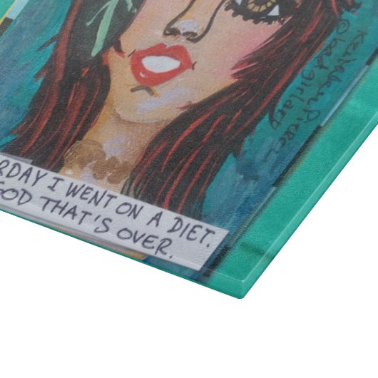 ガラス切断BOARD-YESTERDAY私はダイエットで行きました カッティングボード (角)