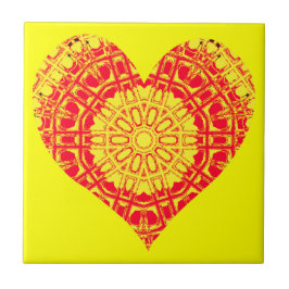 ガラス効果モザイクオレンジ/黄色(ハート) タイル