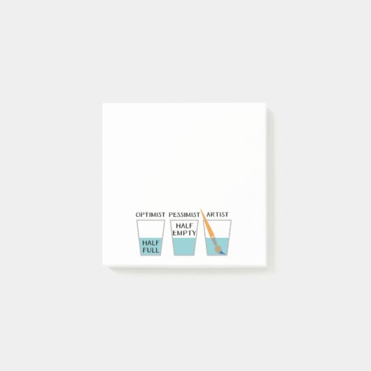 ガラス半分入ったおもしろいなミーム ポストイット (正面)