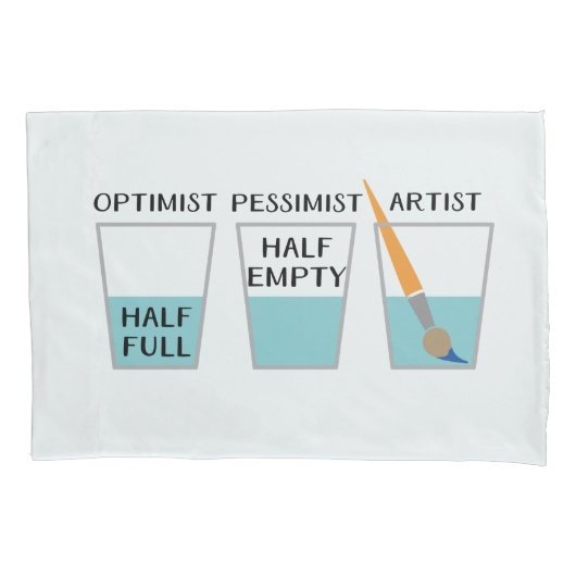 ガラス半分入ったおもしろいなミーム 枕カバー (正面)