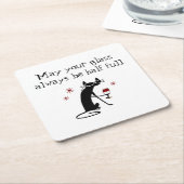 ガラス半熟ワイおもしろいントースト猫つき スクエアペーパーコースター (アングル)