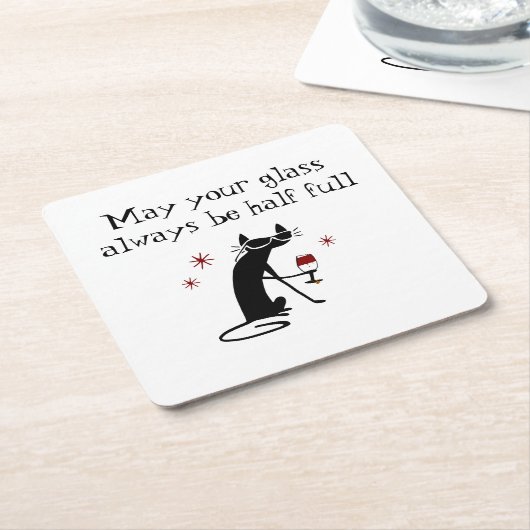 ガラス半熟ワイおもしろいントースト猫つき スクエアペーパーコースター (アングル)