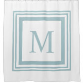 ガラス及びホワイトスクエア縁どモノグラム シャワーカーテン (正面)