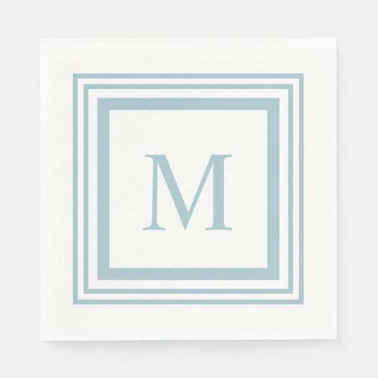 ガラス及びホワイトスクエア縁どモノグラム スタンダードランチョンナプキン (正面)