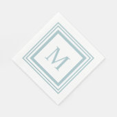 ガラス及びホワイトスクエア縁どモノグラム スタンダードランチョンナプキン (角)