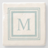 ガラス及びホワイトスクエア縁どモノグラム ストーンコースター (正面)