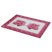 ガラス台所切削ボードPInk牡丹 カッティングボード (角)