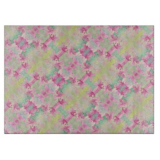 ガラス台所用切板ピンクリリー カッティングボード (正面)