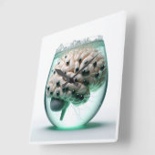 ガラス壁時計の未来的な脳 スクエア壁時計 (傾斜)