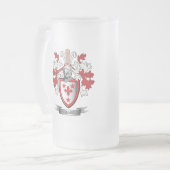 ガラス家紋の紋章付き外衣 フロストグラスビールジョッキ (正面左)
