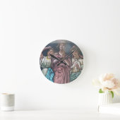 ガラス張りのポスターを通して ラウンド壁時計 (ホーム)