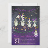 ガラス張りの伝統的なマーディ・グラースをモチーフにした、大きな鴨のオブジェ 招待状 (正面)