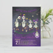 ガラス張りの伝統的なマーディ・グラースをモチーフにした、大きな鴨のオブジェ 招待状 (スタンド正面)