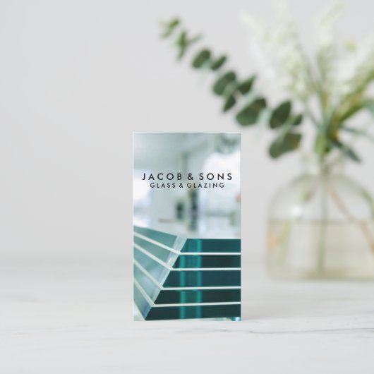 ガラス張りガラス工事業 名刺 (スタンド正面)