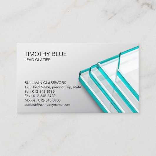 ガラス張りガラス工務名刺 名刺 (正面)