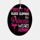 ガラス忘れスリッパプリンセスはスクラブを着用 セラミックオーナメント (右)