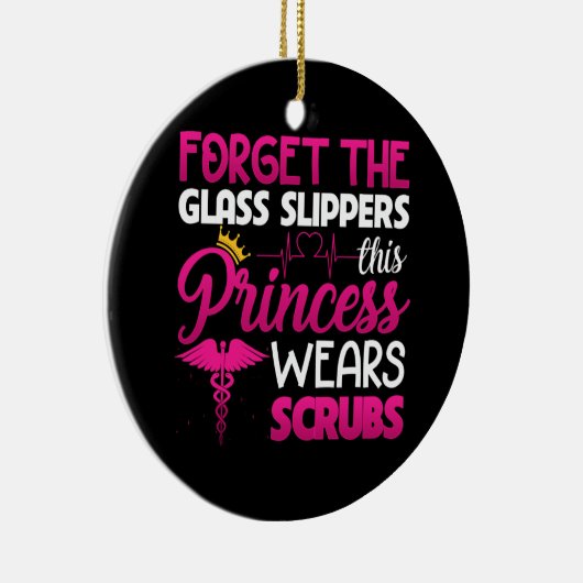 ガラス忘れスリッパプリンセスはスクラブを着用 セラミックオーナメント (右)