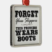 ガラス忘れスリッパ、このプリンセスはブーツを着用 メタルオーナメント (右)