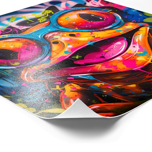 ガラス数々の付きグラフィティ色のカエル フォトプリント (角)