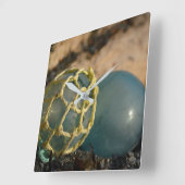 ガラス日本の魚釣りフロート スクエア壁時計 (傾斜)