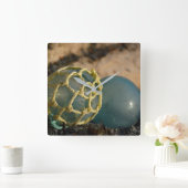 ガラス日本の魚釣りフロート スクエア壁時計 (ホーム)