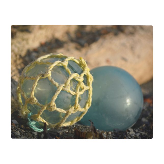 ガラス日本の魚釣りフロート メタルプリント (正面)