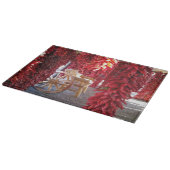 ガラス板の上の赤チリPepper Ristra カッティングボード (角)