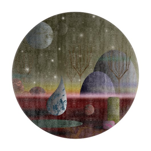ガラス板の形状の惑星 カッティングボード (正面)