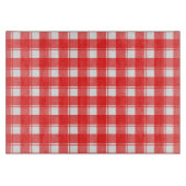 ガラス板をチェックした赤い白い格子板 カッティングボード (正面)