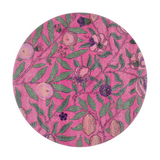 ガラス板：ウィリアム・モリス：ザクロ カッティングボード (正面)