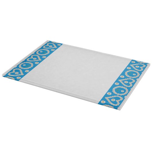 ガラス板:デイジーチェーンハート カッティングボード (角)