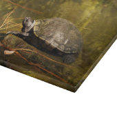 ガラス板 – 池に入った亀 カッティングボード (角)