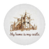 ガラス板 – 私の家は私の城 カッティングボード (正面)